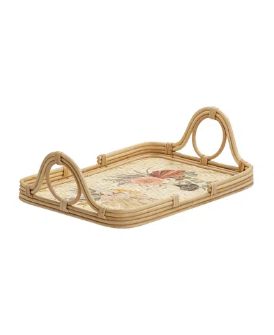 Tov Furniture Corey Floral Bamboo Tray In Brown