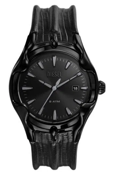 Diesel ® Vert Leather Strap Watch, 44mm