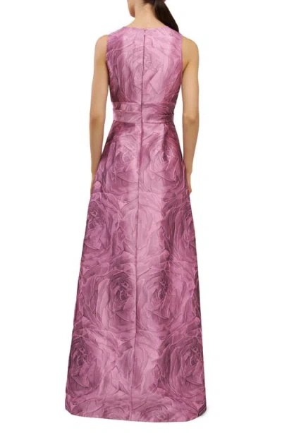 Kay Unger Mariah Crinkle Pleated Gown In Pink