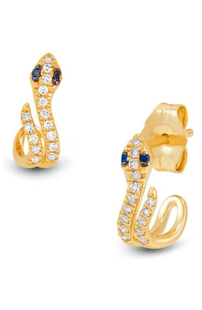 Frankie & Zoe 14k Yellow Gold Diamond Snake Hoop Earrings