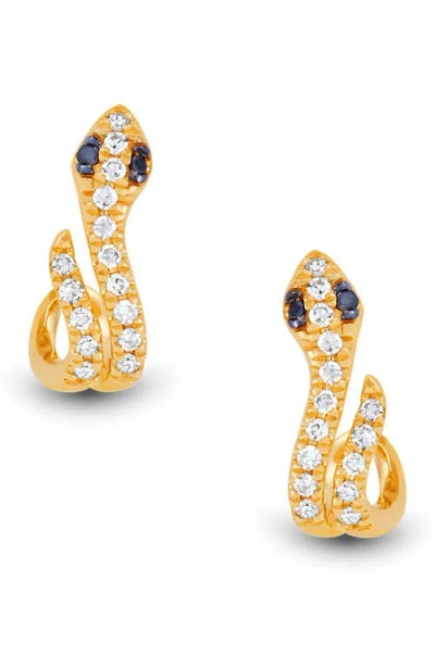 Frankie & Zoe 14k Yellow Gold Diamond Snake Hoop Earrings