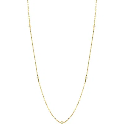 Frankie & Zoe 14k Yellow Gold Bezel Diamond Station Chain Necklace