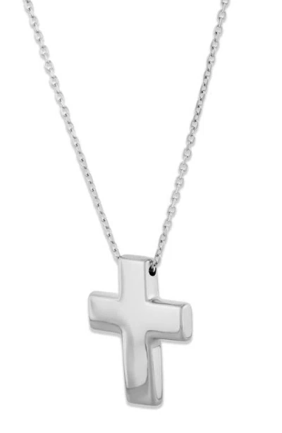 Frankie & Zoe 14k White Gold Puffed Cross Pendant Necklace