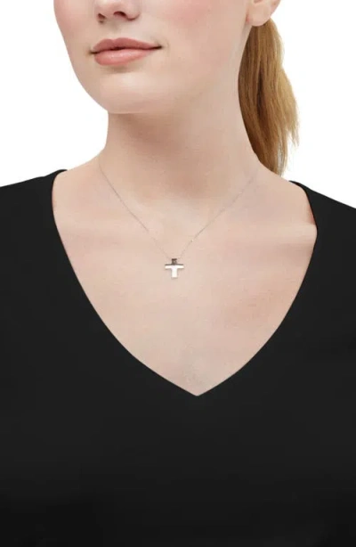Frankie & Zoe 14k White Gold Puffed Cross Pendant Necklace