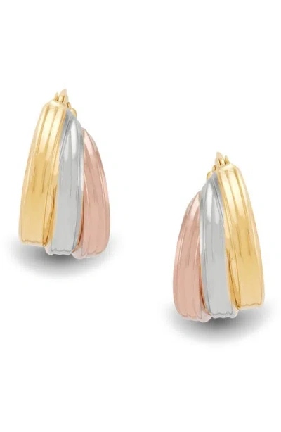Frankie & Zoe Tri-tone Triple Row Hoop Earrings