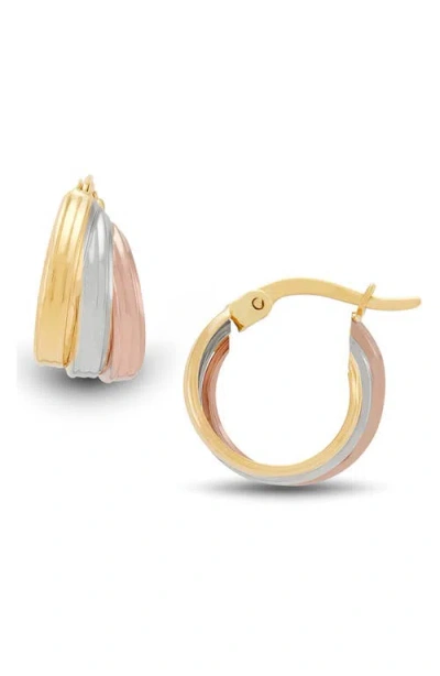 Frankie & Zoe Tri-tone Triple Row Hoop Earrings