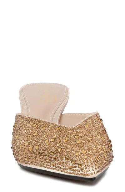 London Rag Aldora Rhinestone Kitten Heel Mule