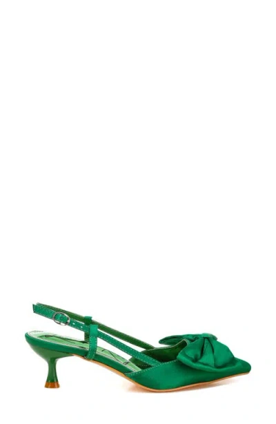 London Rag Okshak Bow Pointed Toe Slingback Satin Pump