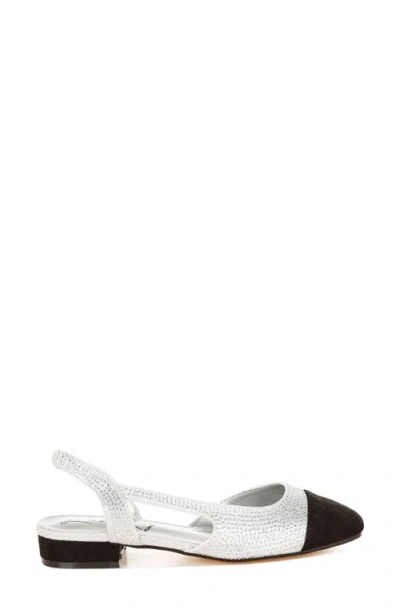 London Rag Rerita Rhinestone Embellished Slingback Flat In Silver