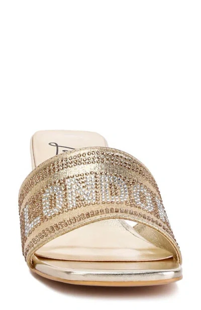 London Rag Starks Rhinestone Embellished Block Heel Slide Sandal