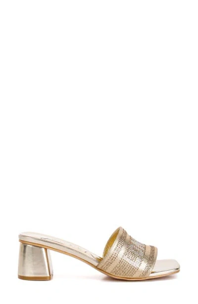 London Rag Starks Rhinestone Embellished Block Heel Slide Sandal