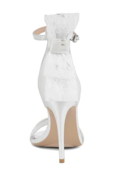 London Rag Delancy Lace Bow Satin Stiletto Sandal In White
