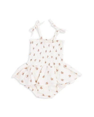 Angel Dear Girls' Smocked Bubble Romper - Baby In White