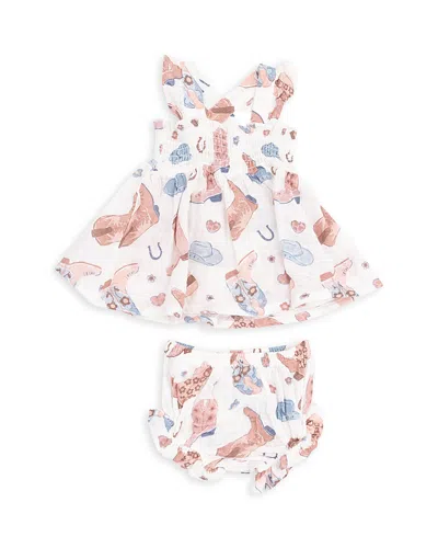 Angel Dear Girls' Sweet Peach Ruffled Strap Smocked Top & Diaper Cover Set - Baby In Multi