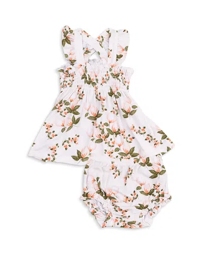 Angel Dear Girls' Sweet Peach Ruffled Strap Smocked Top & Diaper Cover Set - Baby In Multi