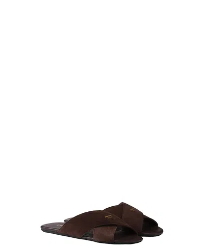 Prada Cross-strap Sandals In Brown