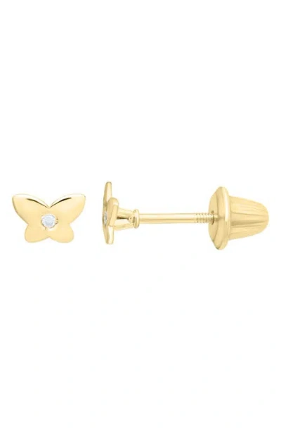 Mignonette Kids' 14k Gold Diamond Butterfly Stud Earrings