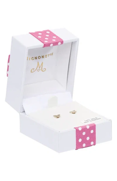 Mignonette Kids' 14k Gold Diamond Butterfly Stud Earrings