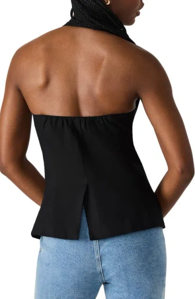 Steve Madden Brielle Linen Blend Halter Vest In Black