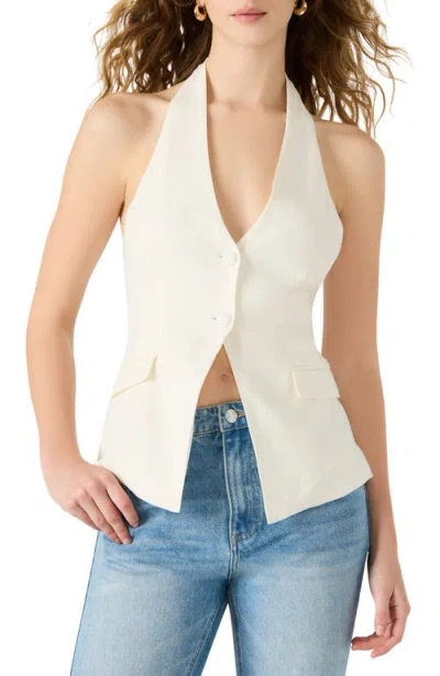 Steve Madden Brielle Linen Blend Halter Vest In White