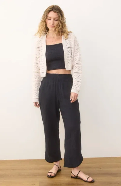 Marine Layer Anacapa Open Stitch Cardigan In Black