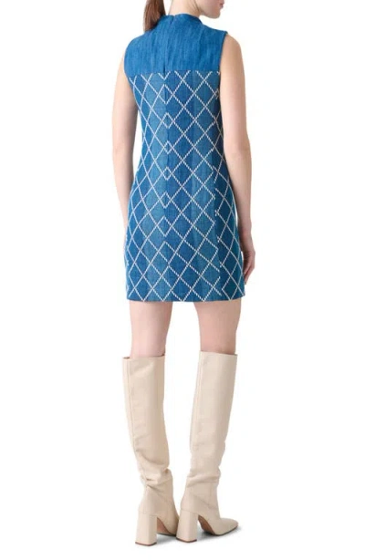 Akris Punto Diamond Jacquard Cotton Sheath Dress In Blue