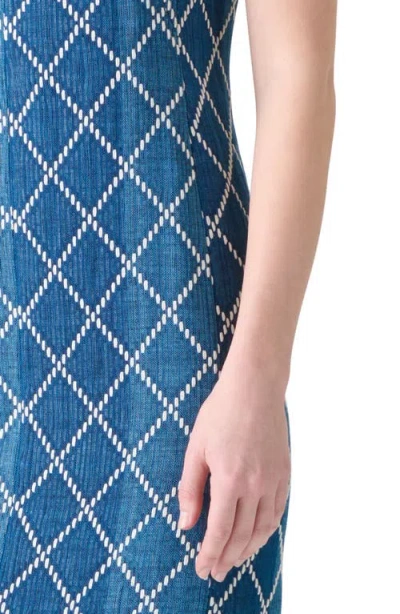 Akris Punto Diamond Jacquard Cotton Sheath Dress In Blue