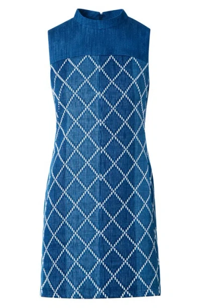 Akris Punto Diamond Jacquard Cotton Sheath Dress In Blue