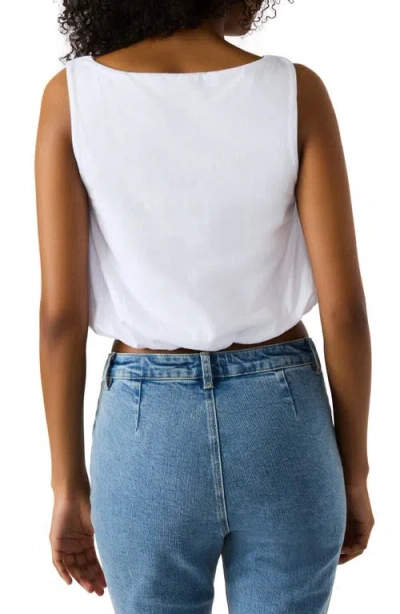 Steve Madden Alta Bubble Hem Cotton Crop Tank In White