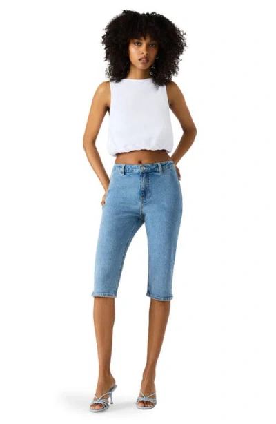 Steve Madden Alta Bubble Hem Cotton Crop Tank In White