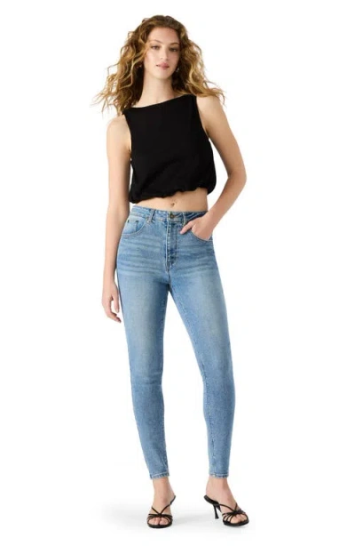 Steve Madden Alta Bubble Hem Cotton Crop Tank In White