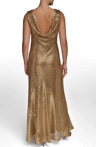 Donna Karan New York Sleeveless Sequin Gown In Brown