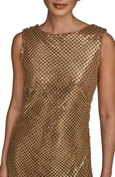 Donna Karan New York Sleeveless Sequin Gown In Brown