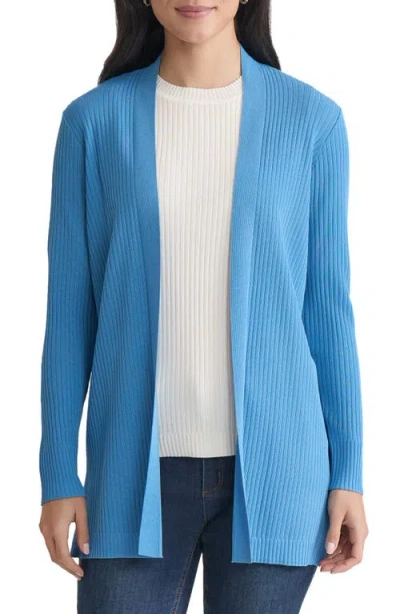 Jones New York Petite Solid Open-front Cardigan Sweater In Blue