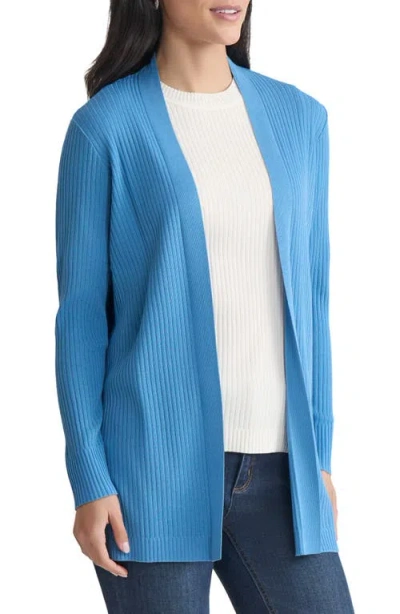 Jones New York Petite Solid Open-front Cardigan Sweater In Blue