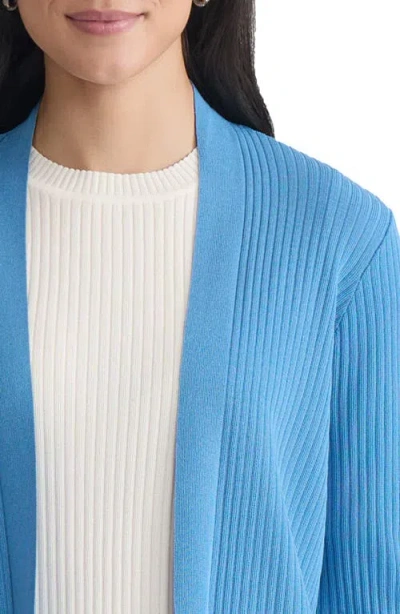 Jones New York Petite Solid Open-front Cardigan Sweater In Blue