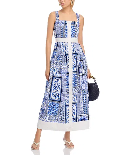 Aqua Tile Button Front Maxi Dress - Exclusive In Multi