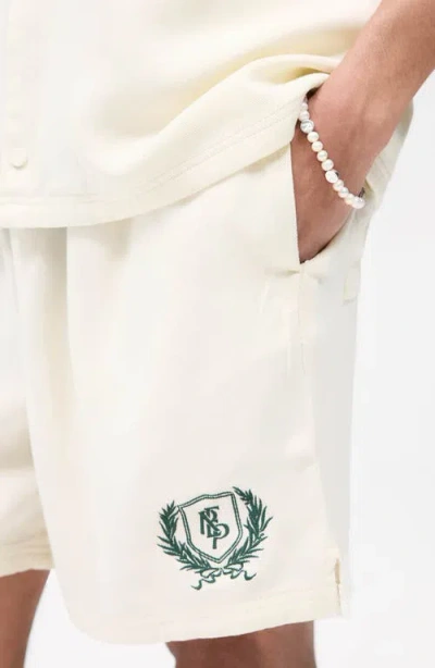 Represent Crest Relaxed Fit Logo Embroidered Shorts In Neutral