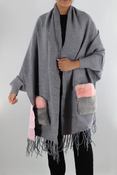 La Fiorentina Wrap With Faux Fur Pockets