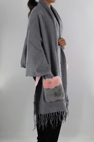 La Fiorentina Wrap With Faux Fur Pockets