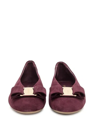 Ferragamo Vara Bow Ballerinas In Purple