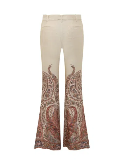 Zimmermann Rhiannon Multicolor Flared Pants With Drawstring Waist And Paisley Print In Cotton Woman