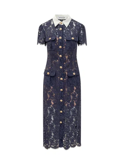 Self-portrait Self Portrait Women Lace Contrast Collar Midi Dress In Blue