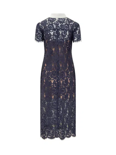 Self-portrait Self Portrait Women Lace Contrast Collar Midi Dress In Blue