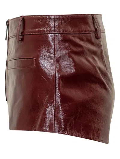 Self-portrait Self Portrait Women Leather Micro Shorts In Burgundy