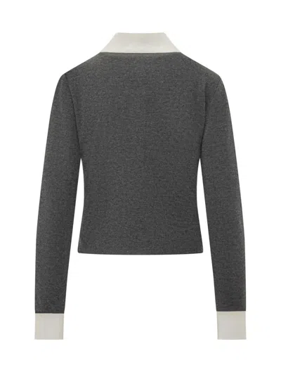 Self-portrait Self Portrait Women Wool Blend Cardigan With Contrasting Collar In Gray