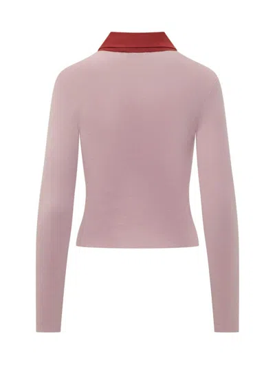 Self-portrait Self Portrait Women Wool Cardigan With Contrasting Collar In Pink