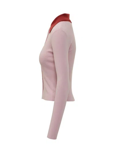 Self-portrait Self Portrait Women Wool Cardigan With Contrasting Collar In Pink