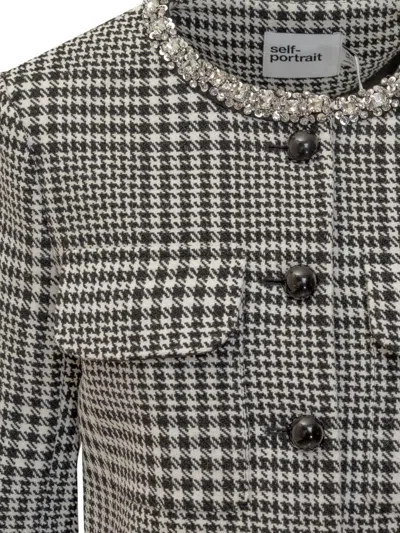 Self-portrait Wool Houndstooth Tailored Jacket Jackets Multicolor