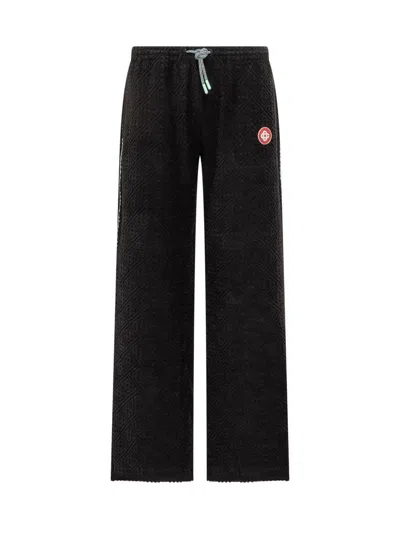 Casablanca Textured-panel Towelling Trousers In Black